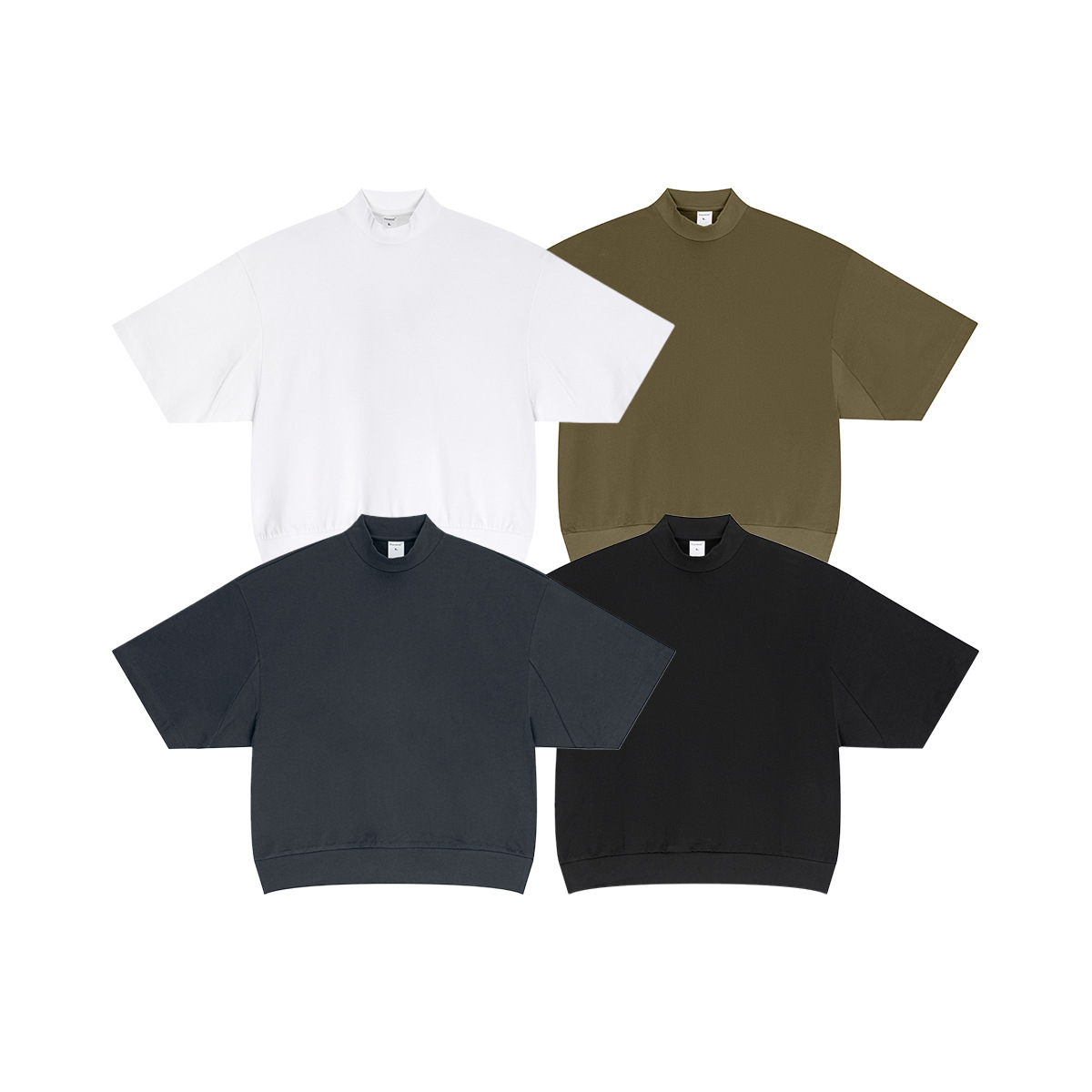 New spring men's export T-shirt, American retro solid color BOXY version, high weight 305G, loose pure cotton top Item Picture