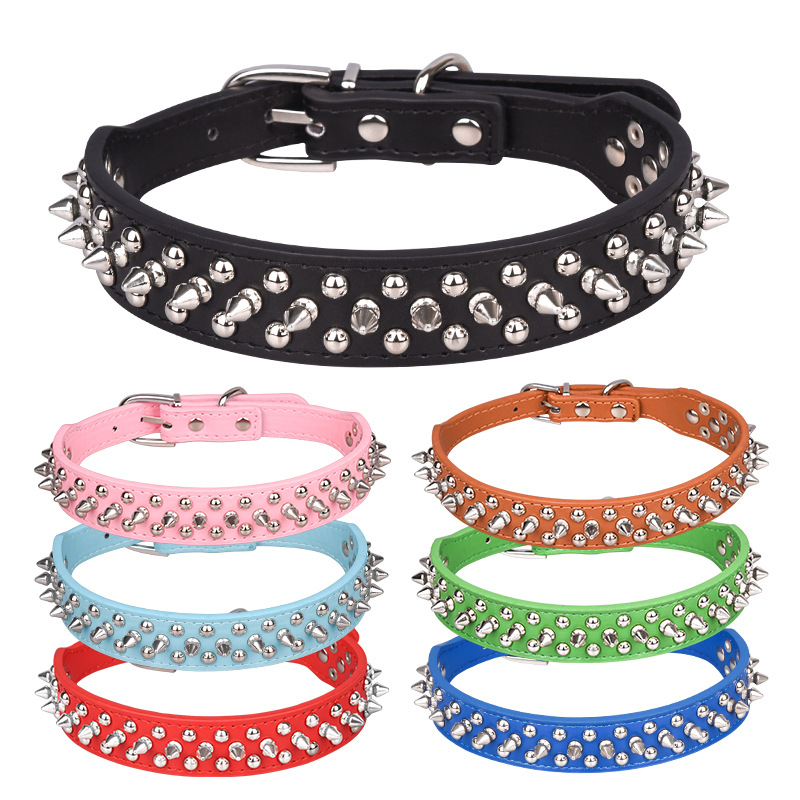 Amazon hot sale dog collar anti-mordida rivet pet collar medio grande perro feroz cadena de perro french bulldog collar