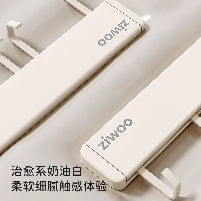 milky white kitchen hook, non-drilling storage rack, wall-mounted spatula, spoon, kitchenware storage, movable details Picture