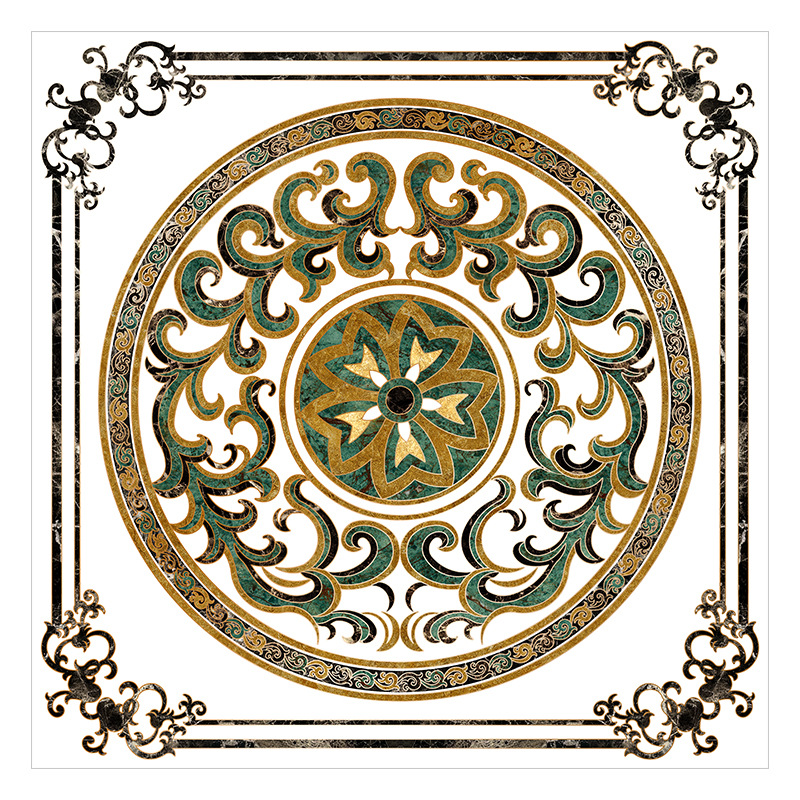 Gilded Mosaic tile stickers, living room floor, entrance hall, corridor decoration floor tiles, self-adhesive waterproof and wear-resistant floor stickers Item Picture