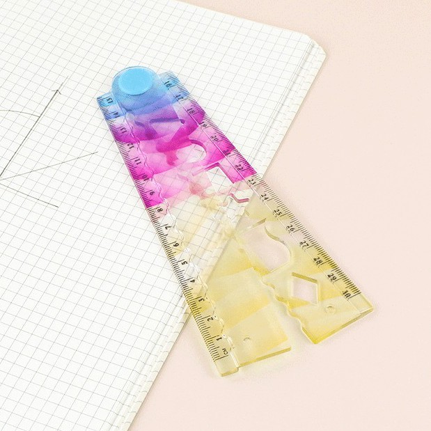 15cm color transparent folding flexible ruler, office stationery, multi-functional drawing and measuring, student art, manual scale details Picture