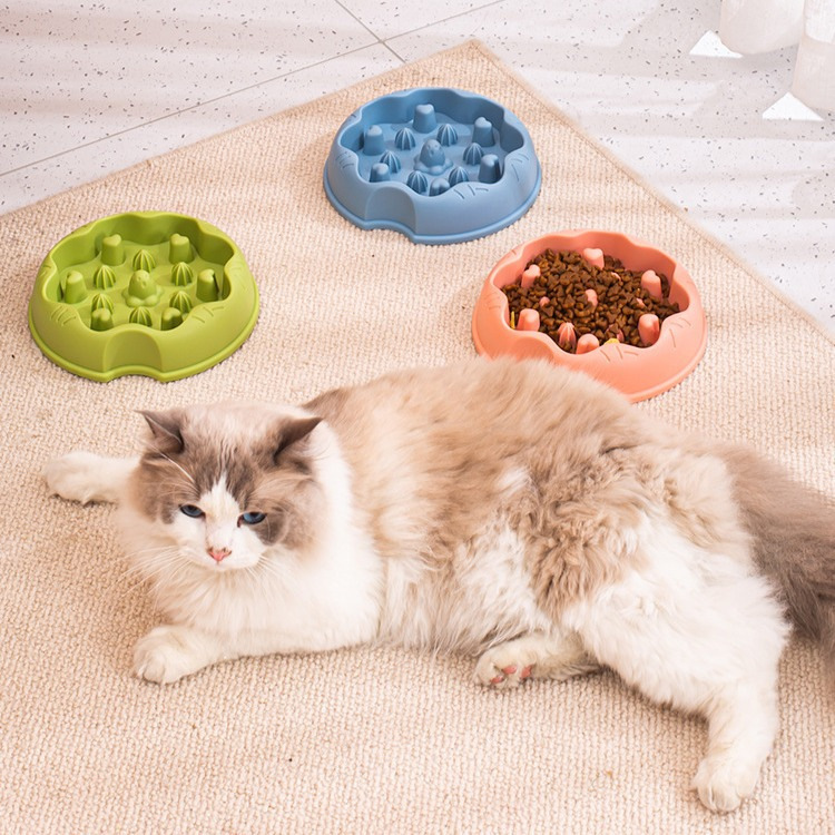 Wholesale of pet slow food bowls, anti-choking and anti-quick swallowing integrated slow food bowls, donut style dog plastic bowls details Picture