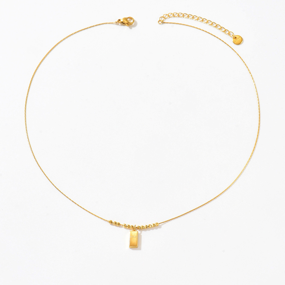 新款国潮金砖串珠项链 轻奢时尚不锈钢项饰金店同款 钛钢饰品批发