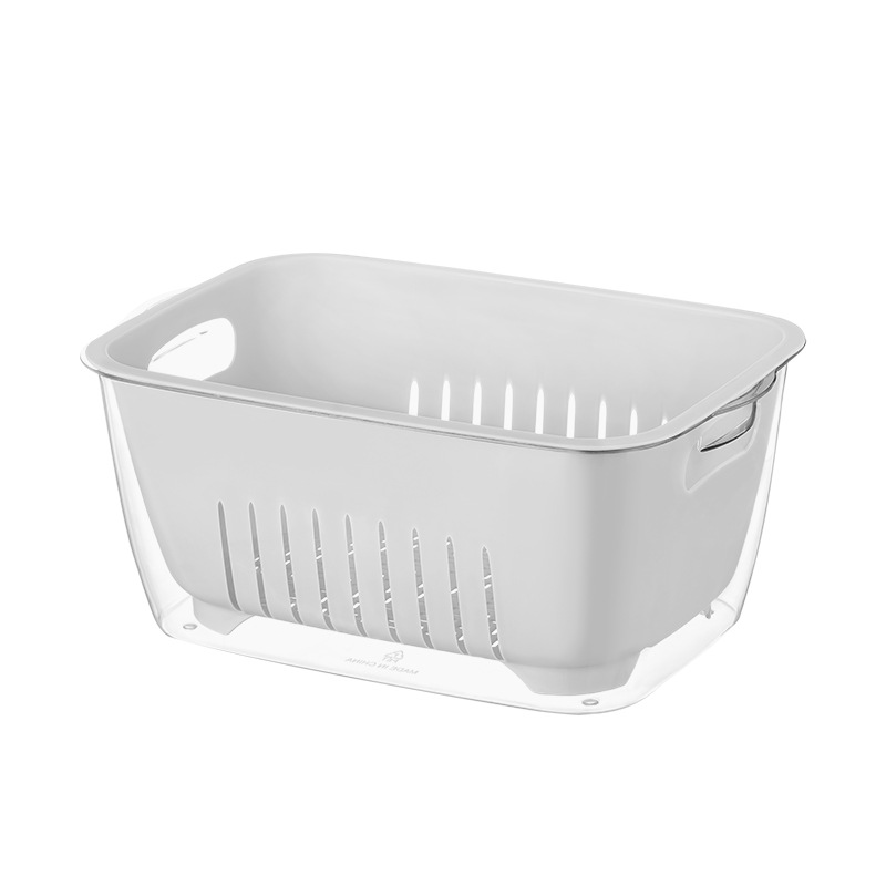 New double-layer transparent large-capacity factory fruit and vegetable draining basket, dust-proof, kitchen, home and living room for washing fruits and vegetables Item Picture