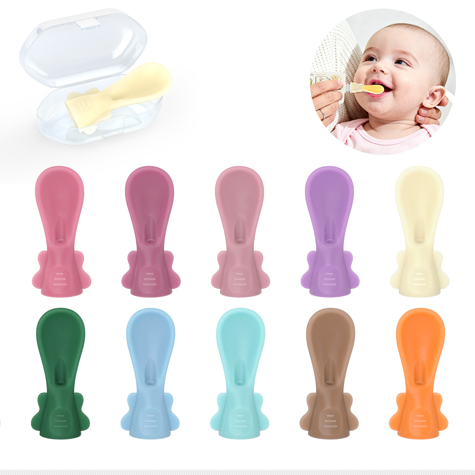 Jam bag, disposable replacement spoon head, universal complementary food bag, feeding rice paste and vegetable puree suction bag spoon, small silicone tableware full figure