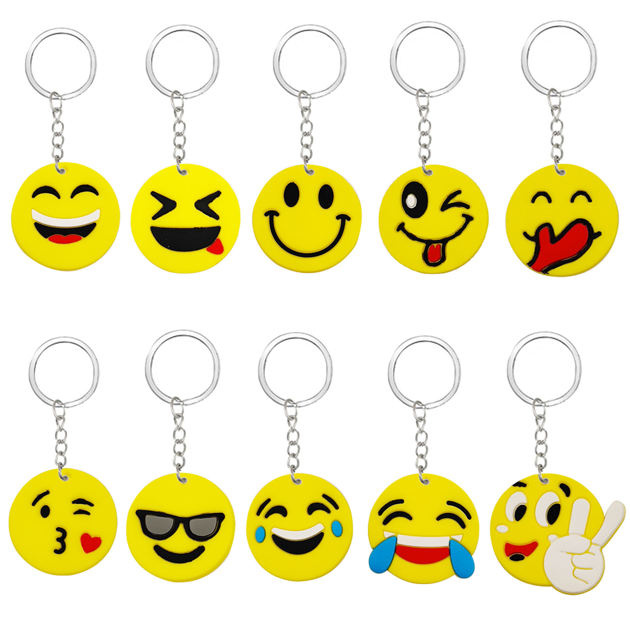 创意表情钥匙扣 PVC软胶表情包钥匙扣 卡通笑脸钥匙链派对小礼品