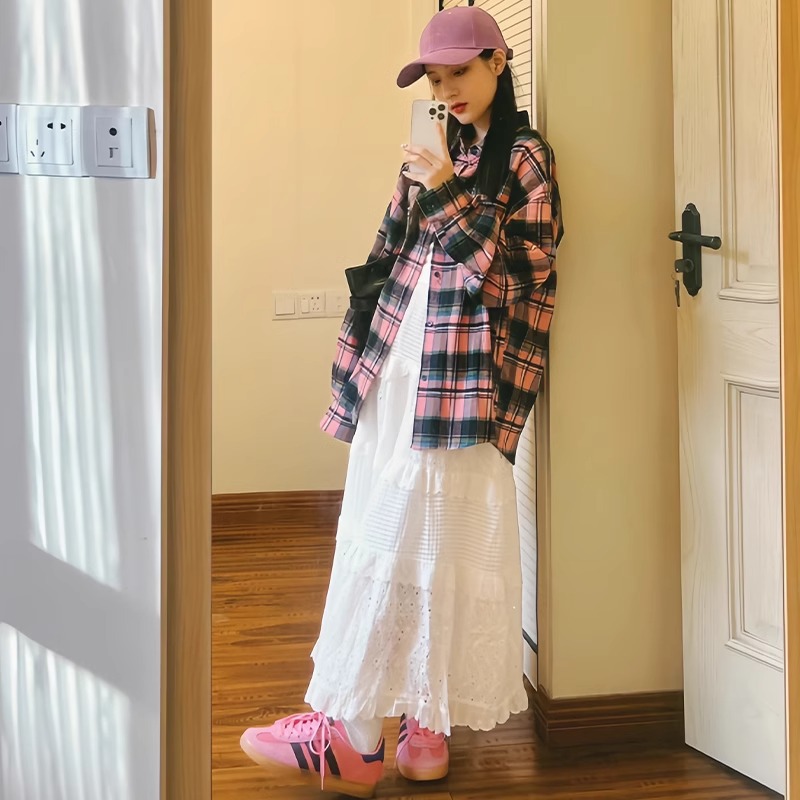 白色蛋糕裙女春秋2025新款高腰a字芭蕾风小个子蓬蓬蕾丝半身长裙
