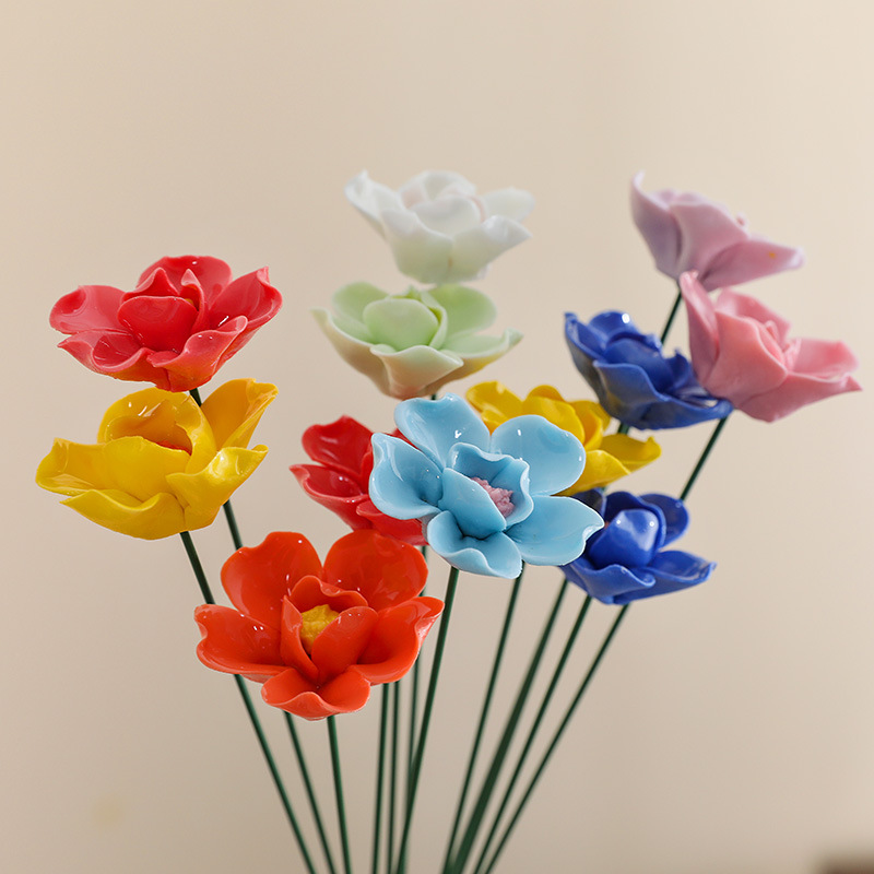 2025 Ceramic Small Flower, high-temperature handcrafted ceramic molded flower, artificial flower decoration, creative everlasting flower home ornaments Item Picture
