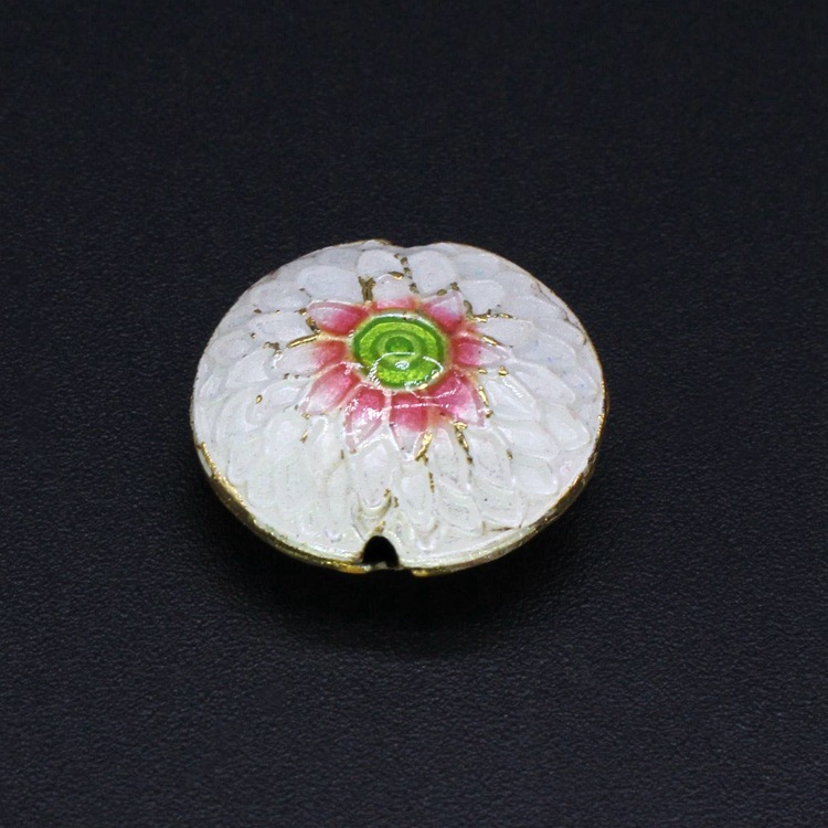 Traditional high-temperature enamel mechanism silver-blue ancient-style jewelry accessory, back cloud partition beads, cloisonne 17mm sunflower beads