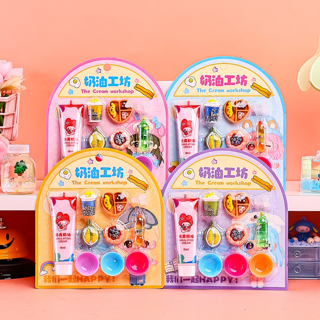 Fruit, bread, popcorn, cute girl diy handmade toys, cream glue, mini children's toys details Picture