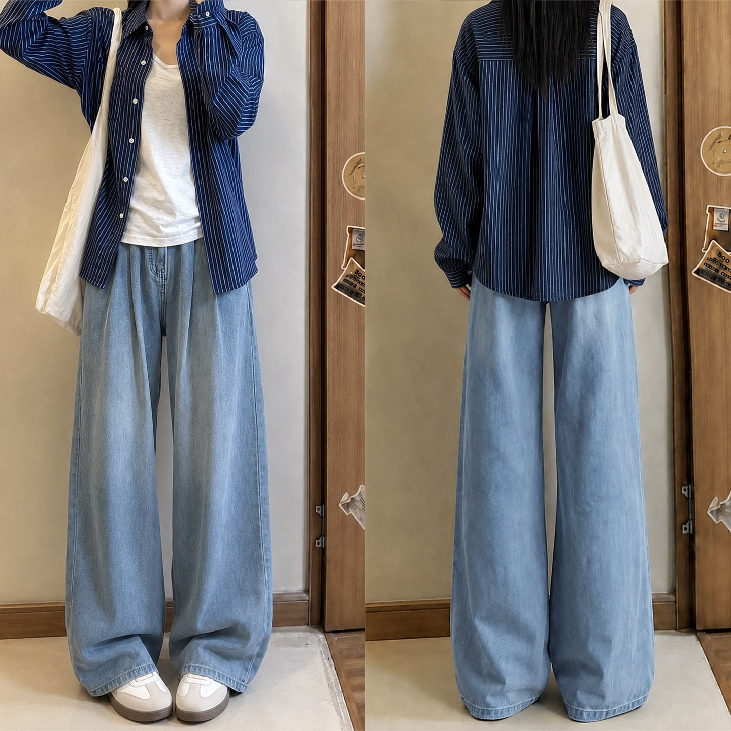 Tencel women's Autumn 2026 new style loose, pluse-sized, high-waisted, straight-leg, petite, narrow wide-leg jeans