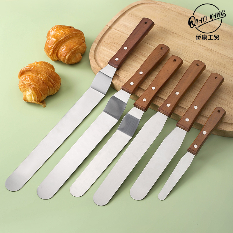 烘焙工具 不锈钢奶油抹刀 吻刀 蛋糕裱花刮刀脱模刀搅拌棒木柄刀