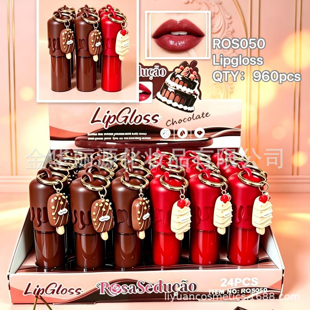 LIP GLOSS cross-border foreign trade OEM customized GLOSS LABIAL honey lip oil Chocolate lip gloss Brazilian lip gloss fruit strawberry three-color chocolate Lip gloss Specification image