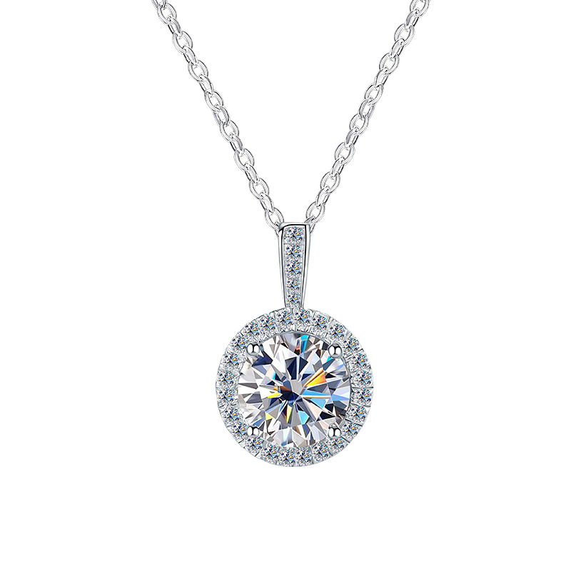 Zhuoheng Select Live-Streaming Best-Selling 925 Sterling Silver Luxury Diamond Round Bag Moissanite Women's Sweater Chain Factory Wholesale Cross-Border Version Specification drawing