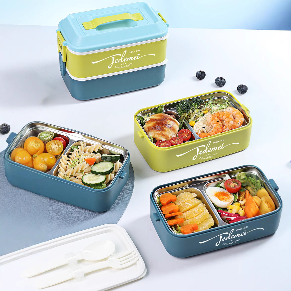 Single-layer and double-layer food-grade 304 stainless steel sealed and insulated lunch box, microwave oven-safe lunch box Specification image