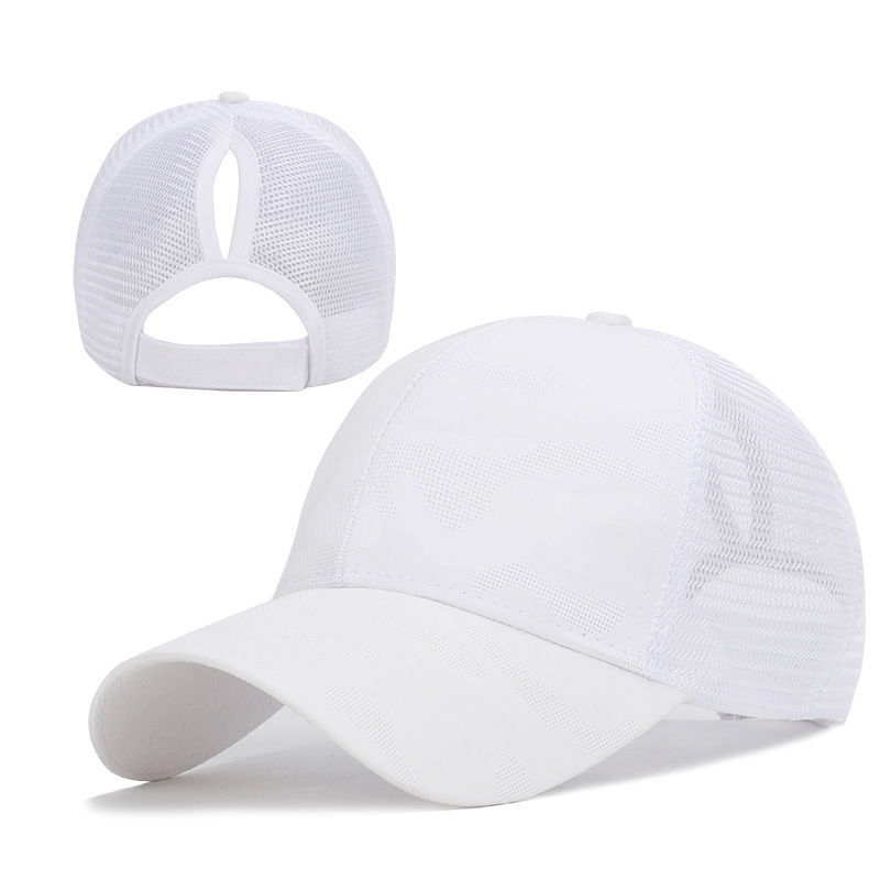2021 Spring/Summer sporty ponytail net cap women's polyester-cotton printed sun protection fashionable baseball cap in multiple colors in stock Specification image