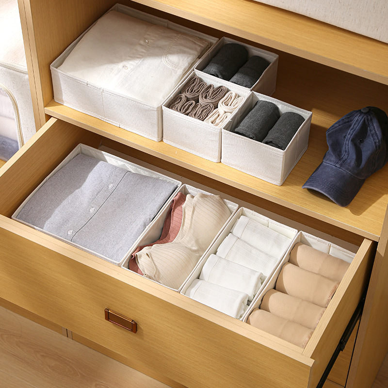 Cotton and linen storage box, fabric small item storage and organization, storage compartment, drawer, underwear and socks storage box Specification image
