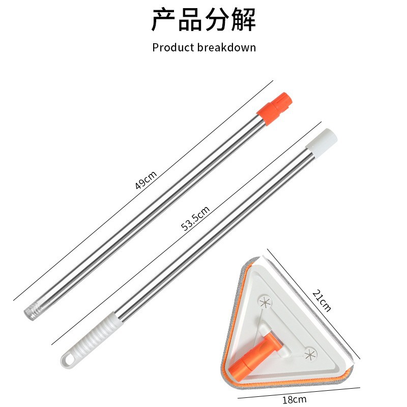 新款三角杆擦拖把加大平板拖把神器清洁家用夹布式洗脸巾懒人拖把