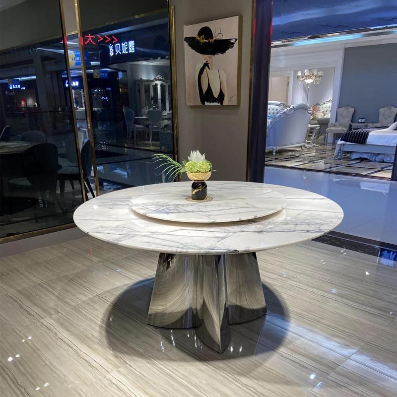 Star Factory wholesals Xiangxuemei natural marble dining tables, round Italian simple and light luxury luxury stone dining tables, household tables