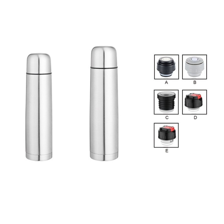 保温杯 家用便携简易双层真空水杯304不锈钢子弹头保温杯白底实物图