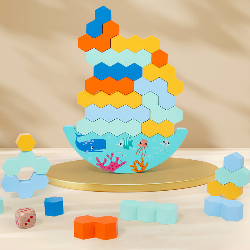 平衡叠叠高幼儿手眼协调专注力训练亲子互动益智启蒙早教木制玩具细节图