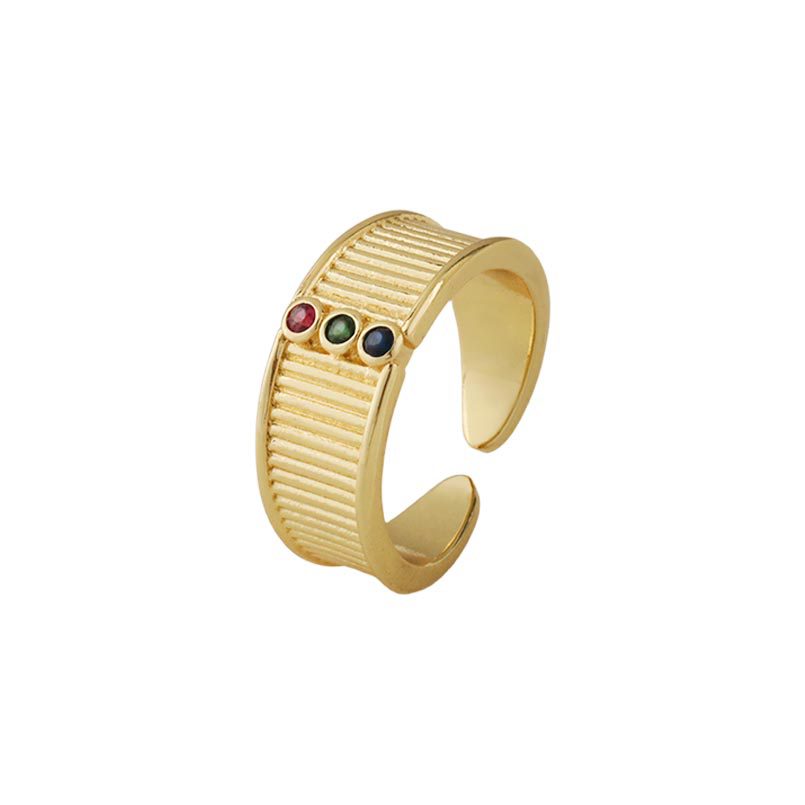 Cross-border copper-plated ring for women, a niche, light luxury and high-end feel. It is plated with 18k real gold and set with square zircon stones for women Item Picture