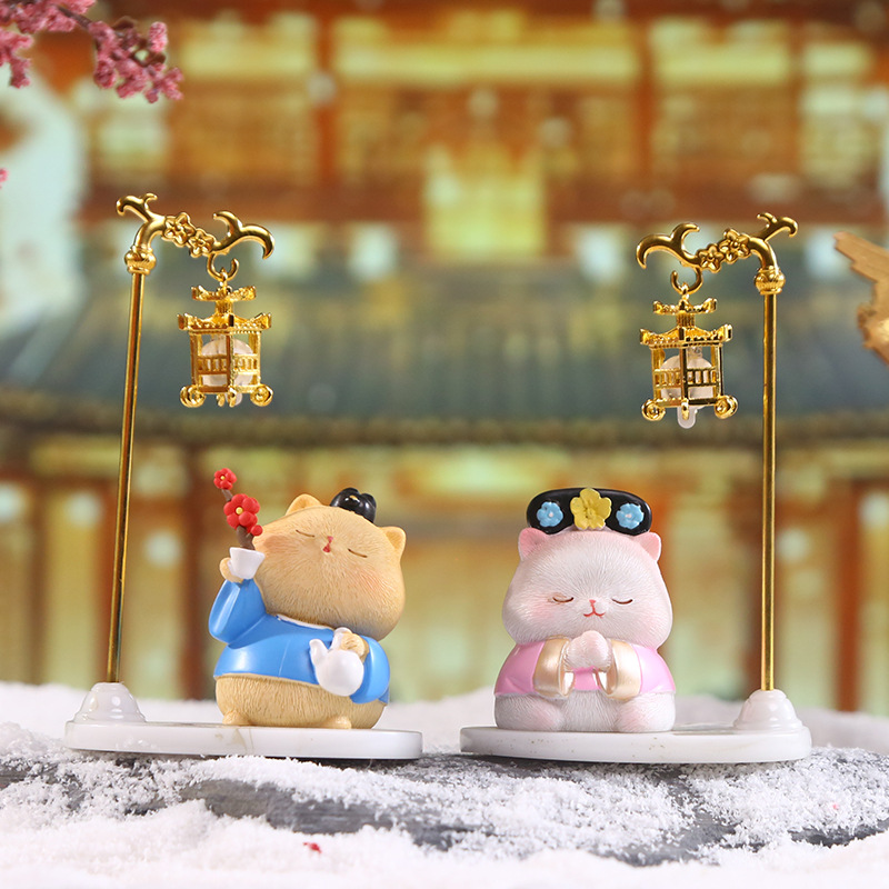 New "Miao Miao Long Live" small lamp ornament, cartoon and cute resin decorative handicraft, festival gift gift ornament