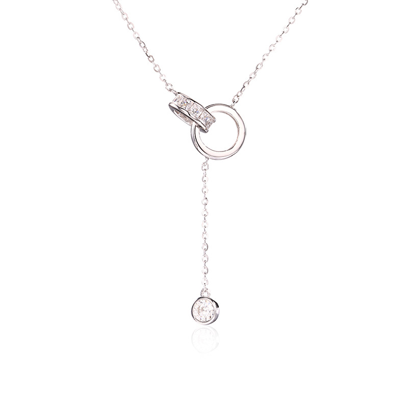 925 silver interlocking tassel pendant, light luxury and niche design sense, collarbone chain, simple ins cold style necklace Item Picture