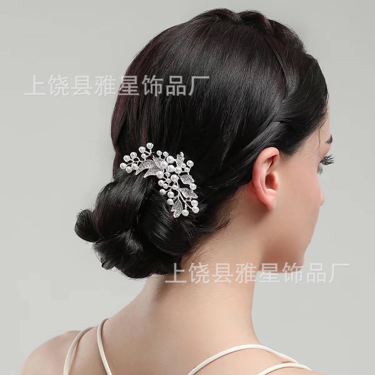 European and American cross-border bride hair accessories, pearl water diamond hair combs, wedding photo studio combs, silver-plated alloy bride crowns