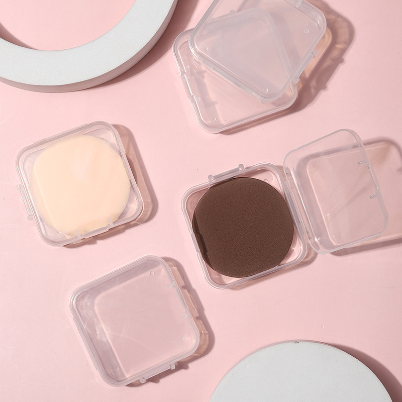 Square Powder Puff Storage Box, Mini Portable Transparent With Lid, Dust-Proof Small Cosmetic Plastic Box, Pp Material Wholesale Specification drawing