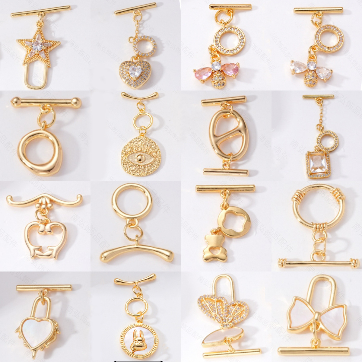 珍珠项链扣头18k金镶锆不规则OT扣diy手链项链收尾链扣头饰品配件