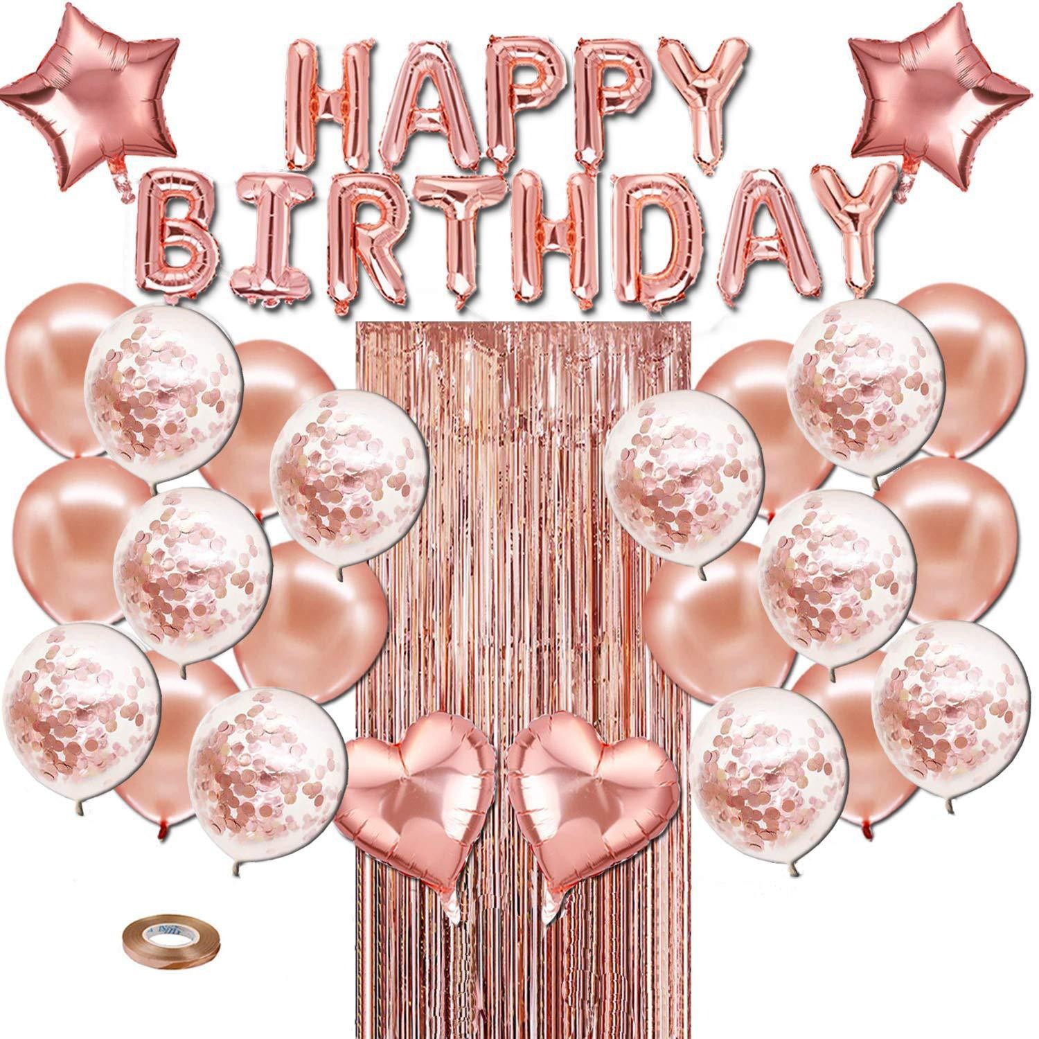 跨境热卖玫瑰金气球装饰套装生日派对用品happybirthday派对装饰
