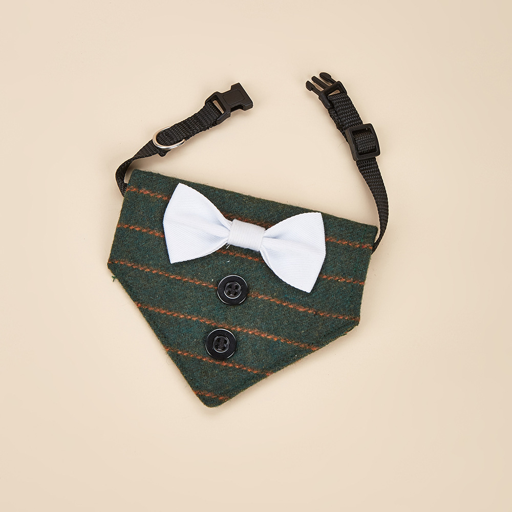 Cross-border exclusive stock pet suit triangle towels, fashionable and classic striped cat and small dog pet triangle towels Specification image