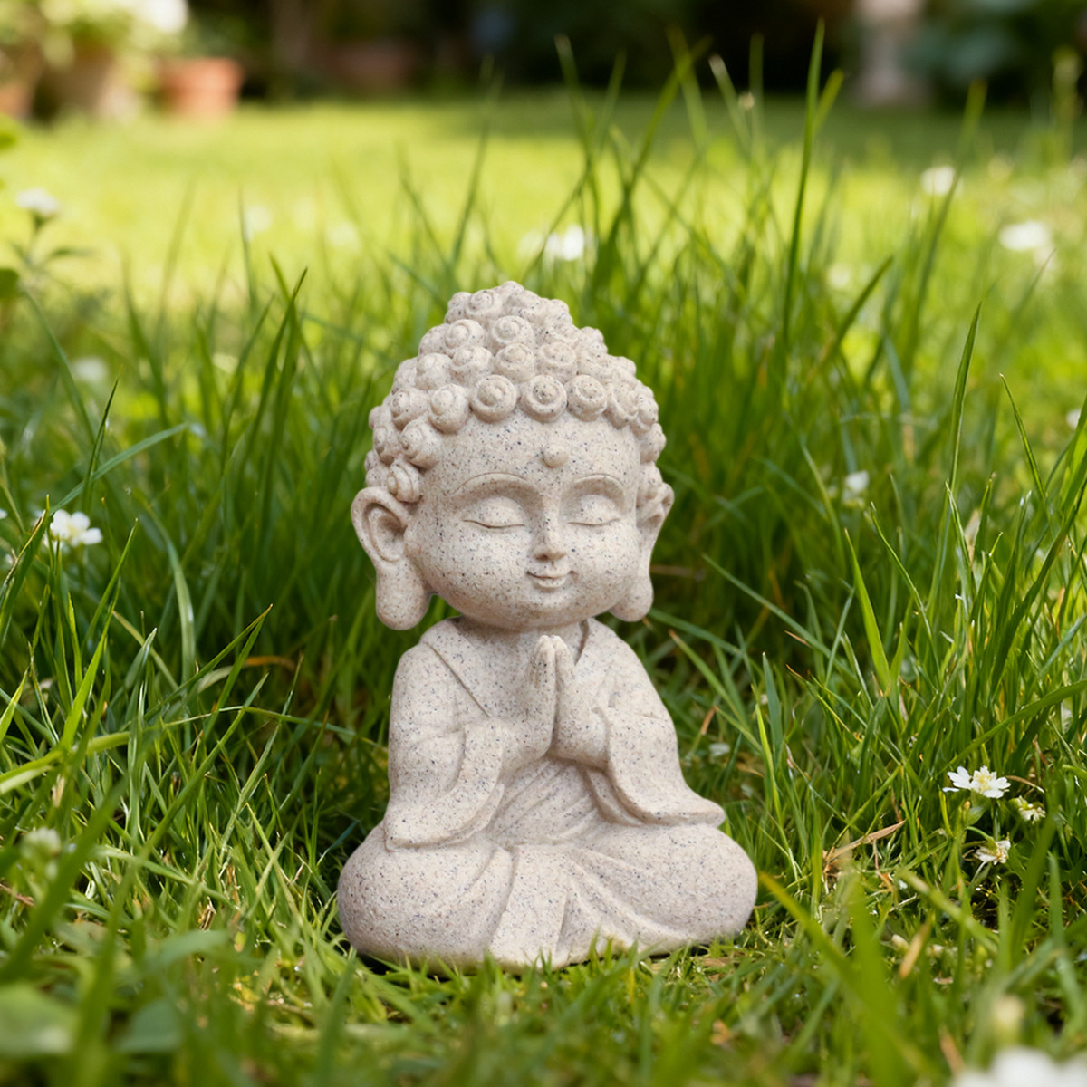 Cross-border new product imitation stone meditation Buddha statues, figurines, home, office, meditation room, table decoration, garden handicrafts Specification image