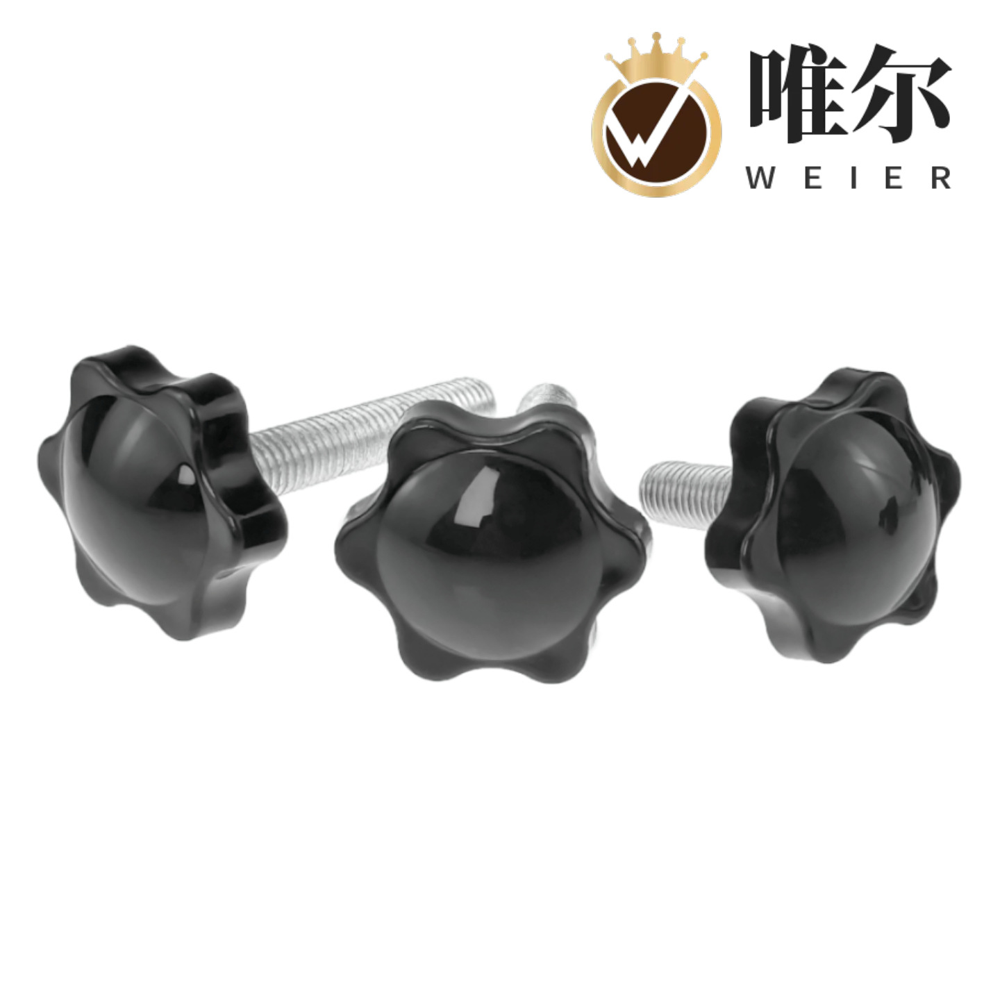 304不锈钢手柄螺丝星形带把手胶木六星旋钮头手拧螺栓螺钉螺纹 Item Picture