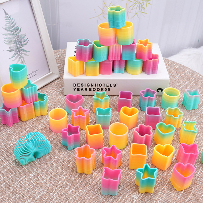 A box of 48 small, irregular-shaped rainbow rings, polygonal hula hoops, street stall toys, QR code gifts, wholesale supply details Picture