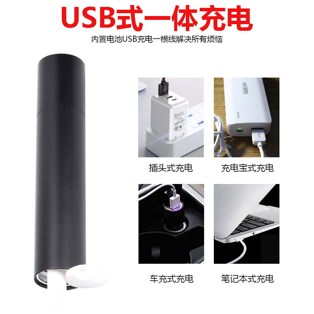New cross-border led high-intensity flashlight, aluminum alloy usb charging outdoor mini built-in battery power bank flashlight Application Scenario