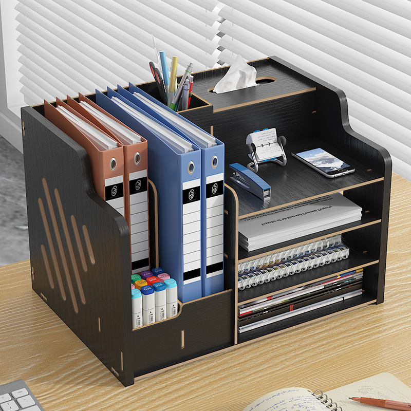 Wooden document storage rack, student simple bookcase, office document rack, multi-layer desktop storage rack Specification image