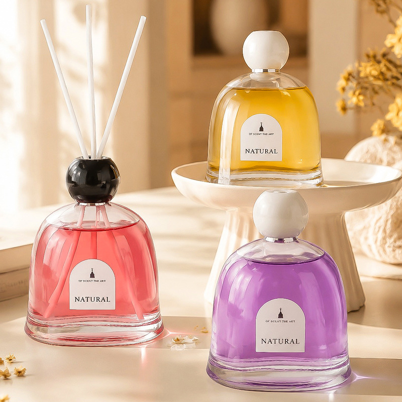 Macaron ins colored transparent glass flameless aroma diffuser for home use with rattan for indoor long-lasting odor removal Specification image