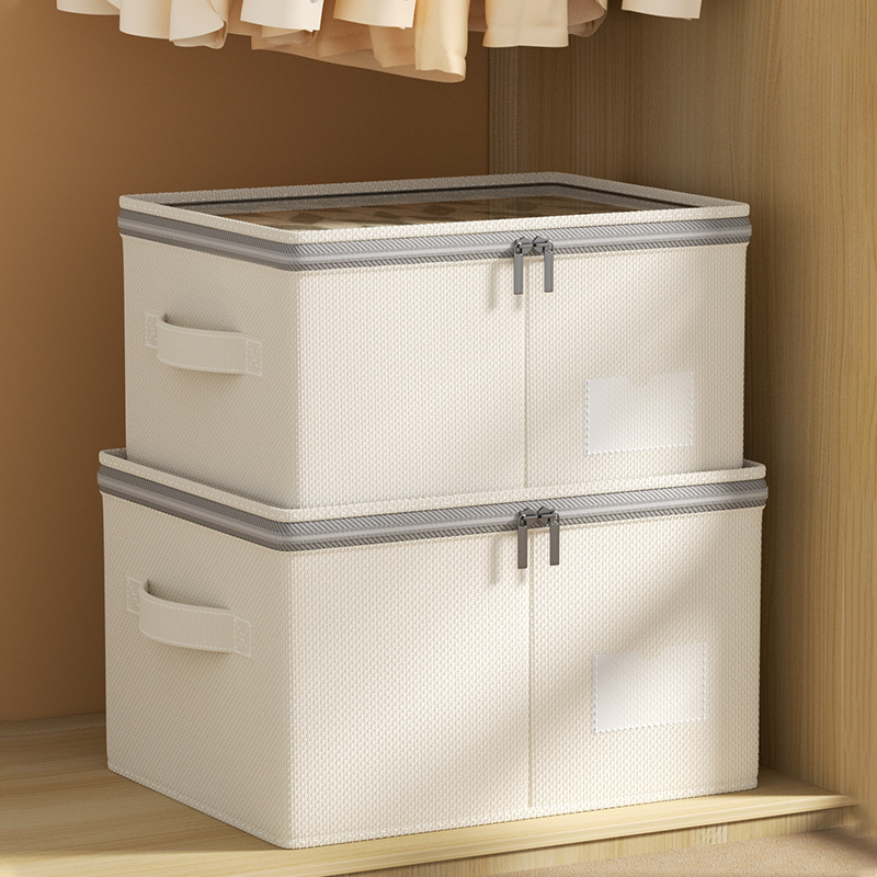 New Tianshan cotton and linen visible storage box, thickened portable sundries storage basket, washable bedroom clothes sorting box