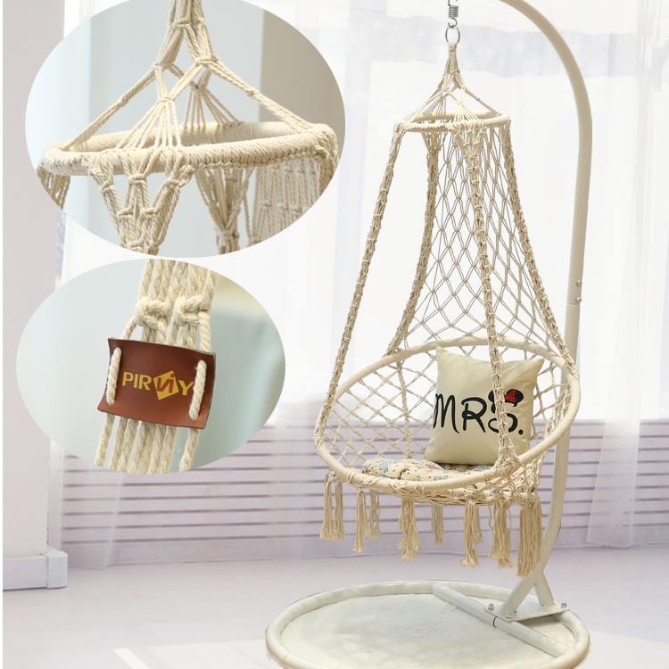 ins Indoor swing hammocks, Nordic-style mesh hammocks, leisure tassel hanging baskets, household foot hammocks, hanging chairs wholesale Specification image