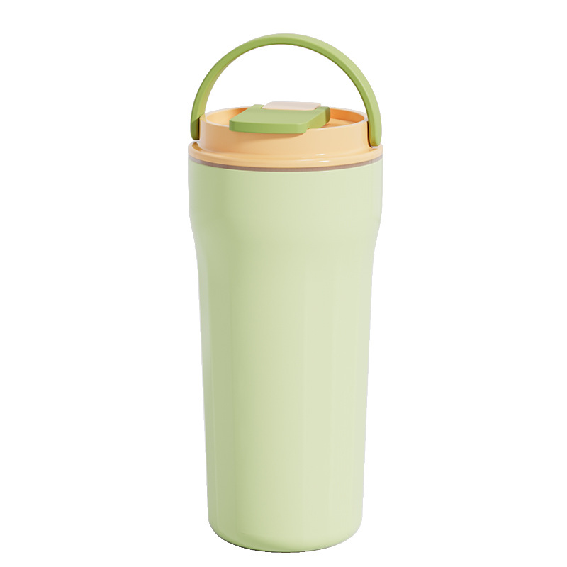 跨境儿童家用高颜值塑料杯子便携式户外运动手提水杯直饮杯耐高温白底实物图