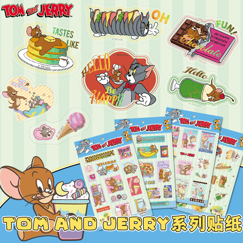 正版猫和老鼠卡通涂鸦PET贴纸跨境装饰笔记本手机壳水杯贴画批发