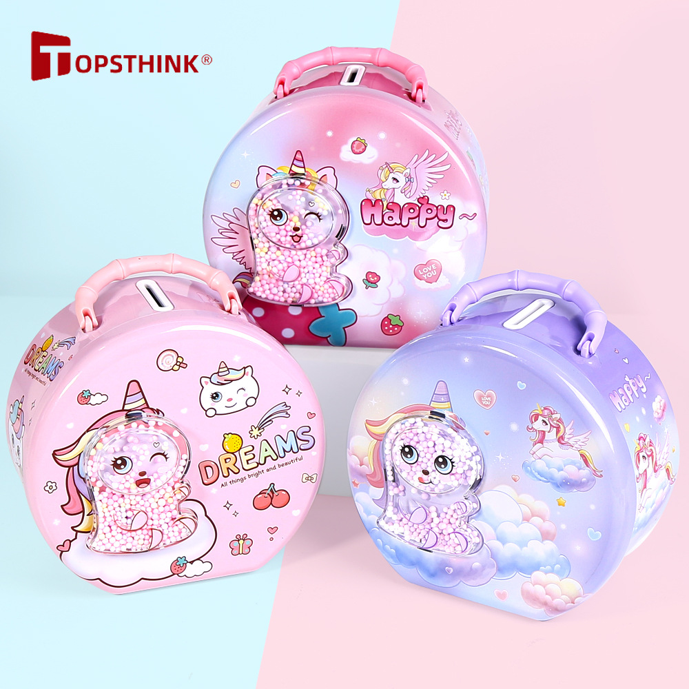 Cute cartoon lockable large-capacity piggy bank, girl's festival gift, home decoration, cross-border piggy bank full figure