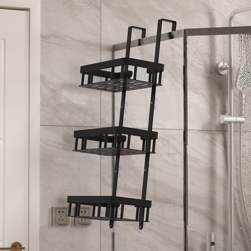 Bathroom storage rack, door rear hanging rack, wall-mounted three-layer body wash rack, toilet shower room, bathroom supplies storage rack Specification image