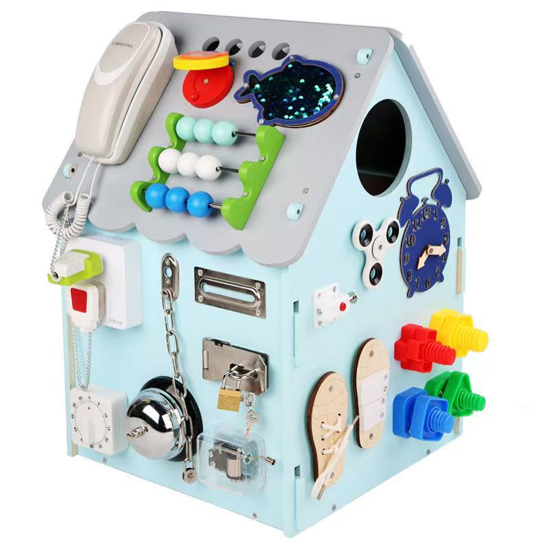 Wooden busy house Montessori DIY baby lock-picking concentration training starry sky top toy Montessori multi-functional Specification image