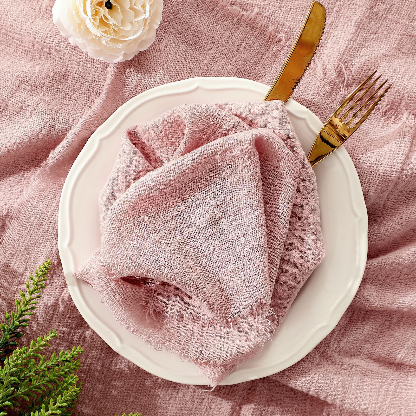 餐厅酒店专用餐巾高档毛边须边纯棉餐巾布酒店宴会西餐厅口布折花详情图2