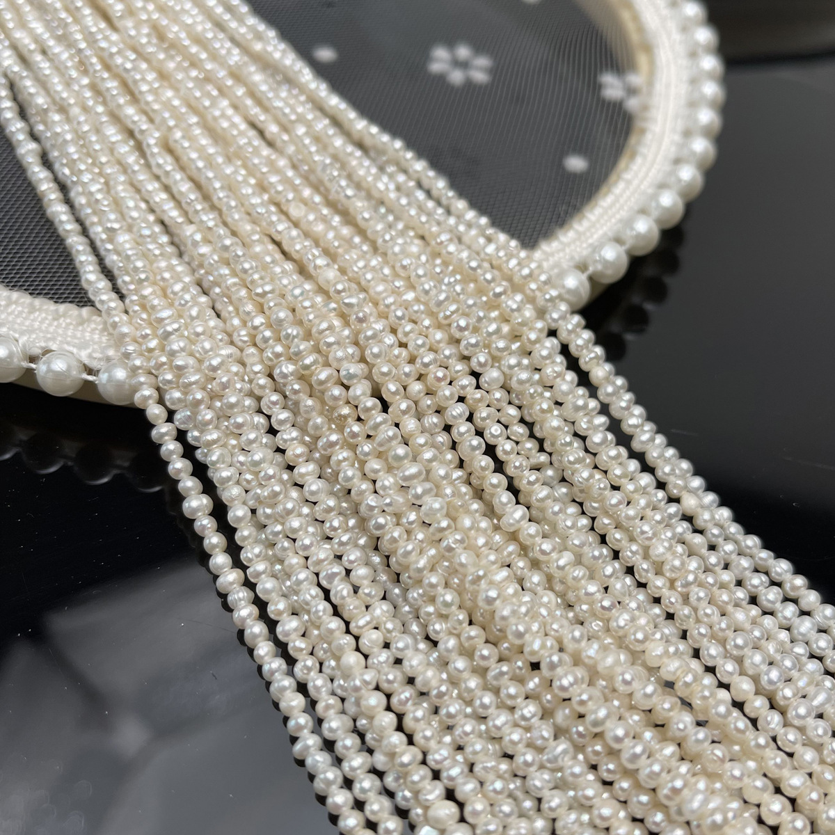 Natural freshwater pearl white beads - specifications 2-3mmDIY bracelet jewelry accessories wholesale handcrafted beading materials Specification image