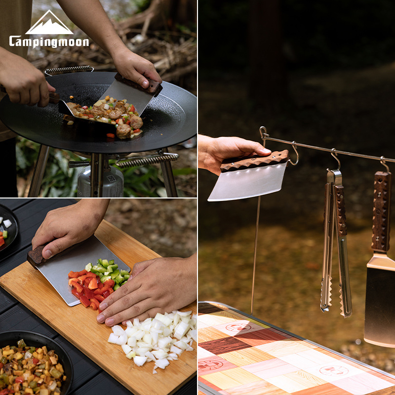 Koman MS-27 solid wood handle fried rice spatula, 304 stainless steel cooking spatula, pan-fried spatula, steak spatula, bevel spatula Application Scenario