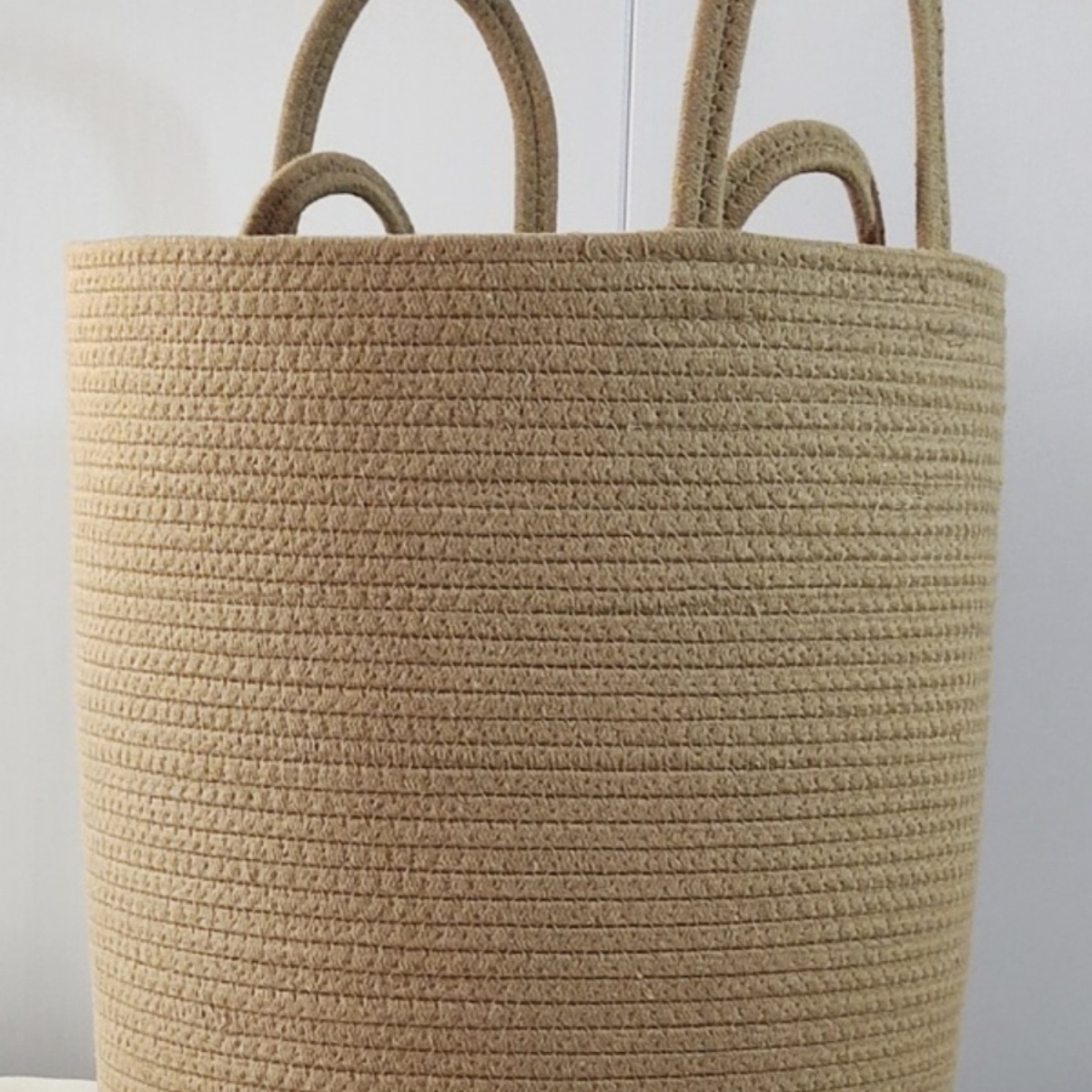 棉绳编织棉线布艺脏衣篮带提手衣服收纳筐毛绒玩具收纳桶储物篮子